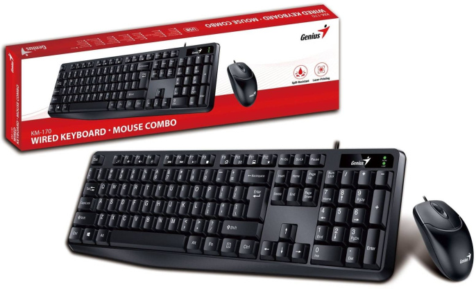 Комплект клавиатура+мышь Genius KM-170, Black