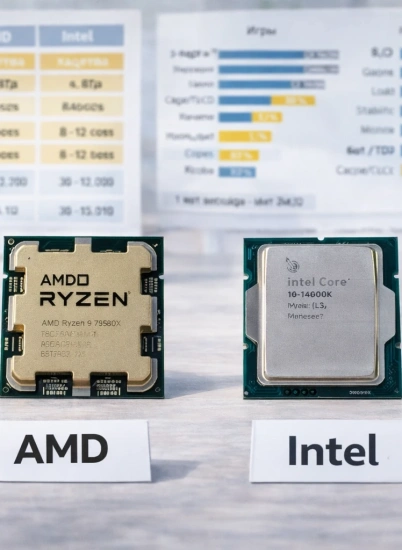 Intel vs AMD процессор — как выбрать CPU по задачам: игры, работа, стрим (KOMTEK)